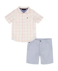 Tommy Hilfiger Boys' 2T-7 Button-Front Shirt and Shorts, 2-Piece Set