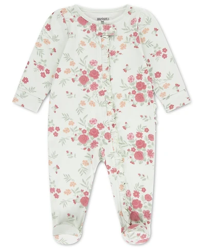 Huggies Baby Girls' Crewneck Footed Coverall
