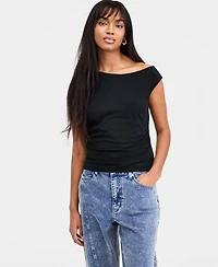 Bar Iii Women's Ruched Boat-Neck Top, Macy's Exclusive