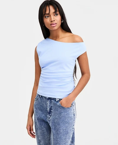 Bar Iii Women's Ruched Boat-Neck Top, Macy's Exclusive