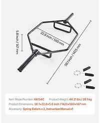 Mecale Trap Bar Hex Bar, 2-Inch Barbell, 500 lb Capacity Strength Training for Deadlifts and Squats