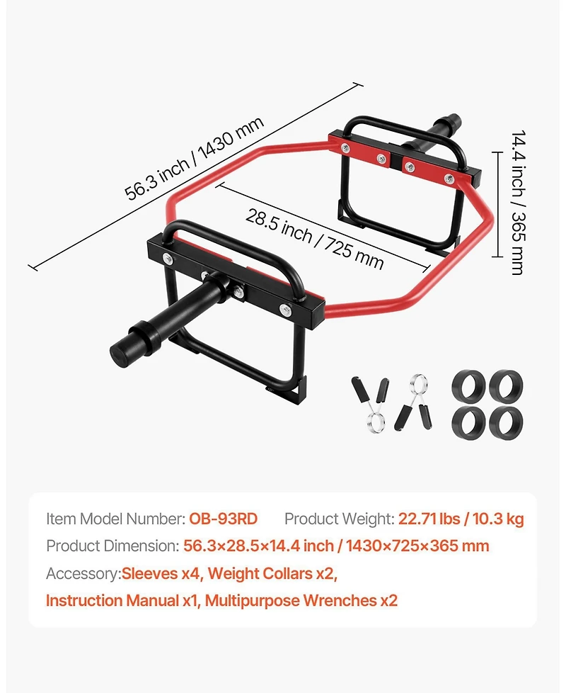 Mecale Trap Bar Hex Bar, 2-Inch Barbell, 500 lb Capacity Strength Training for Deadlifts and Squats
