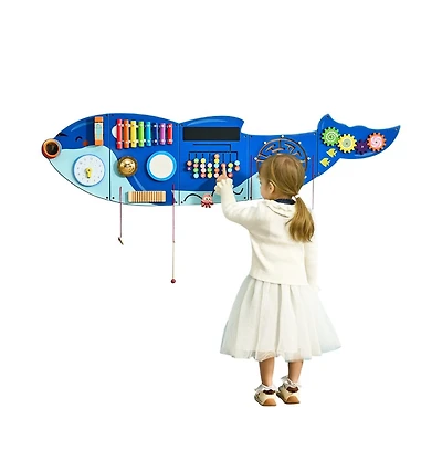 Slickblue Orca Activity Wall Busy Board Panels, 12 Activities, Montessori Sensory Wall Toy for Kids 3-12 Years