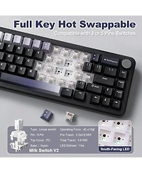 Lofree B68 Wireless Mechanical Keyboard,Tri-Mode BT5.0/2.4GHz/Usb-c Hot Swappable Creamy Typing Gasket Mounted for Win/Mac (Milk V2 Switch)