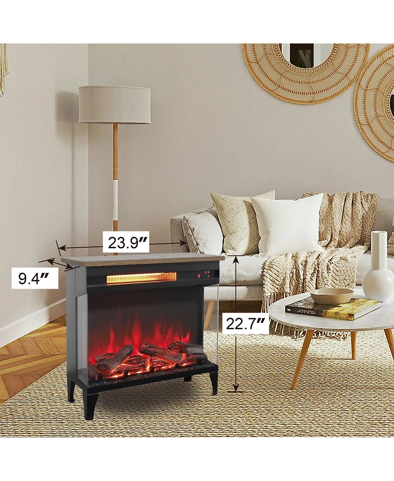 Clihome 24 inch three sided glass electric fireplace with feet