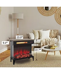 Clihome 24 inch three sided glass electric fireplace with feet