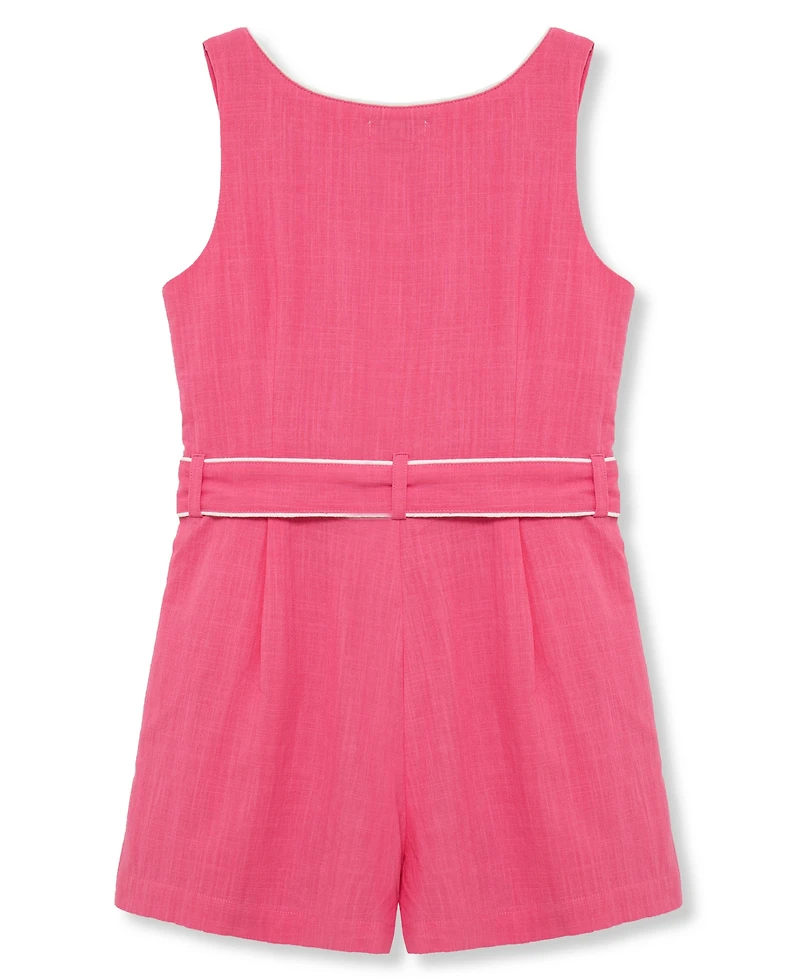 H by Habitual Girls' 7-16 Belted Square Neck Romper