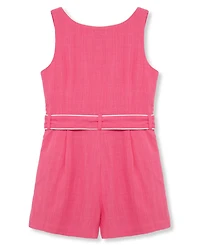 H by Habitual Girls' 7-16 Belted Square Neck Romper