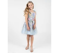 Rare Editions Girls' 7-16 3D Floral Embroidered Mesh Tie Strap Dress