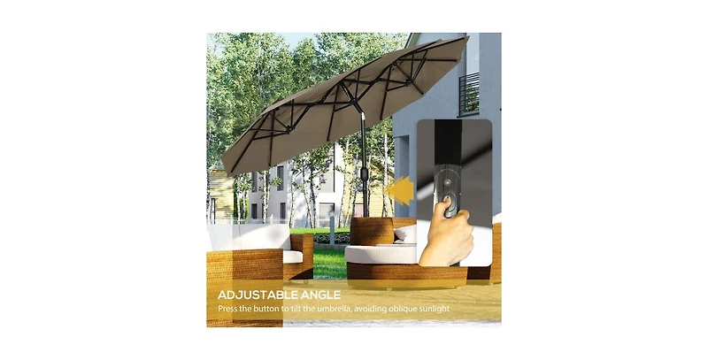One Simple Deluxe 7.5' Patio Outdoor Table Market Yard Umbrella with Push Button Tilt