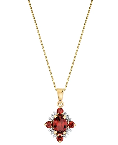 Macy's Garnet (1-11/40 ct. t.w.) & Diamond (1/10 ct. t.w.) Pendant Necklace in Sterling Silver