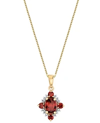 Macy's Garnet (1-11/40 ct. t.w.) & Diamond (1/10 ct. t.w.) Pendant Necklace in Sterling Silver