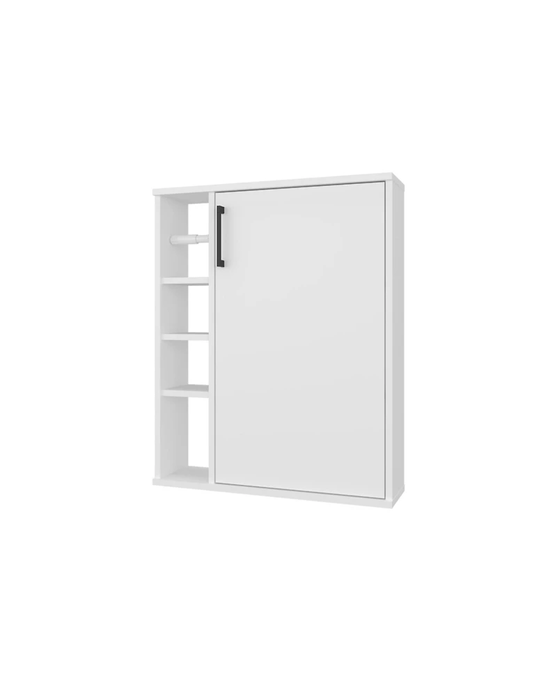 Fm Furniture Yoder, Bathroom Cabinet, 4 Open Shelves, 1 Door, White