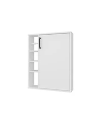 Fm Furniture Yoder, Bathroom Cabinet, 4 Open Shelves, 1 Door, White