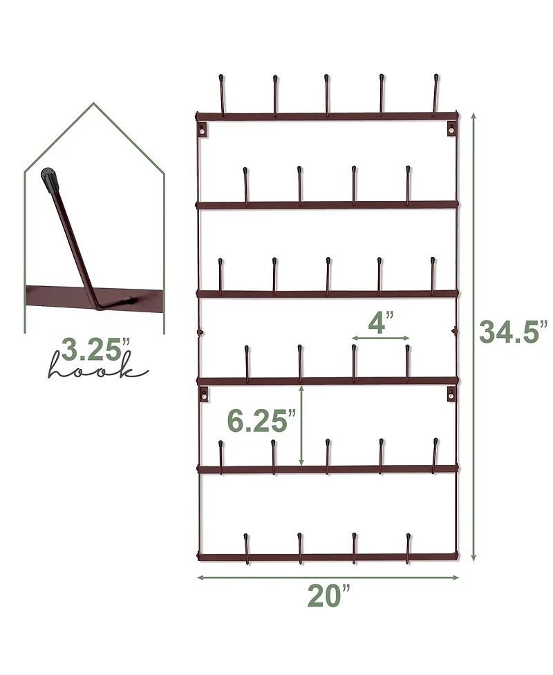Sorbus 6-Tier Wall Mounted Metal Mug Holder Rack - Display Organizer for Coffee Mugs, Tea Cups, Mason Jars, and More Holds 27 Mugs