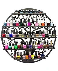 Sorbus Tree Silhouette Round Metal Wall Mounted 5 Tier Nail Polish Rack Holder