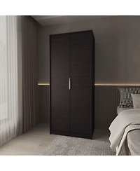 Fm Furniture Wardrobe Berlin, Two Doors, Hanging Rod, Two Shelves, Shoe Rack, Bedroom, Wengue