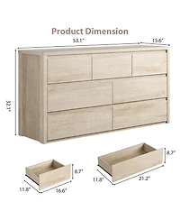 gaomon 7 Drawer Dresser for Bedroom, Wide Wood Chest of Drawers Handle Free