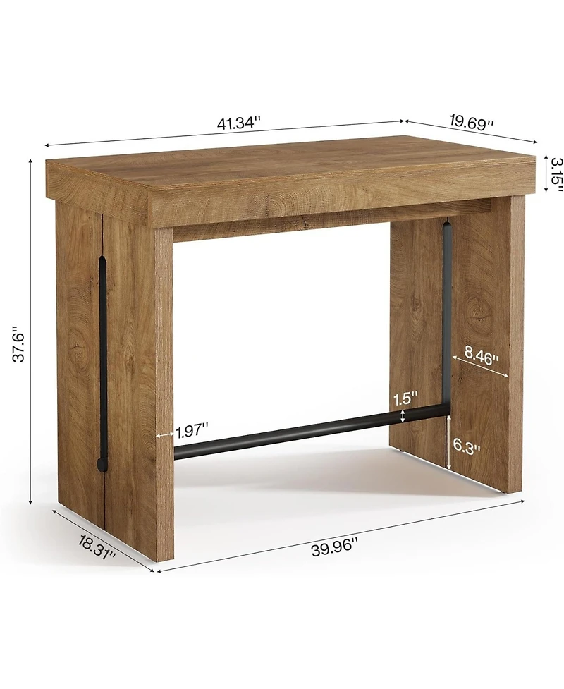 Tribesigns Bar Table, 41.3" Pub Table with Metal Footrest