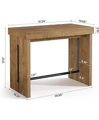 Tribesigns Bar Table, 41.3" Pub Table with Metal Footrest