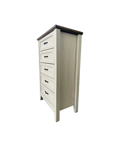 gaomon 5-Drawer Vintage Wood Dresser, Tall Modern Storage Organizer for Closet, Living Room, Bedroom, Nursery, Hallway