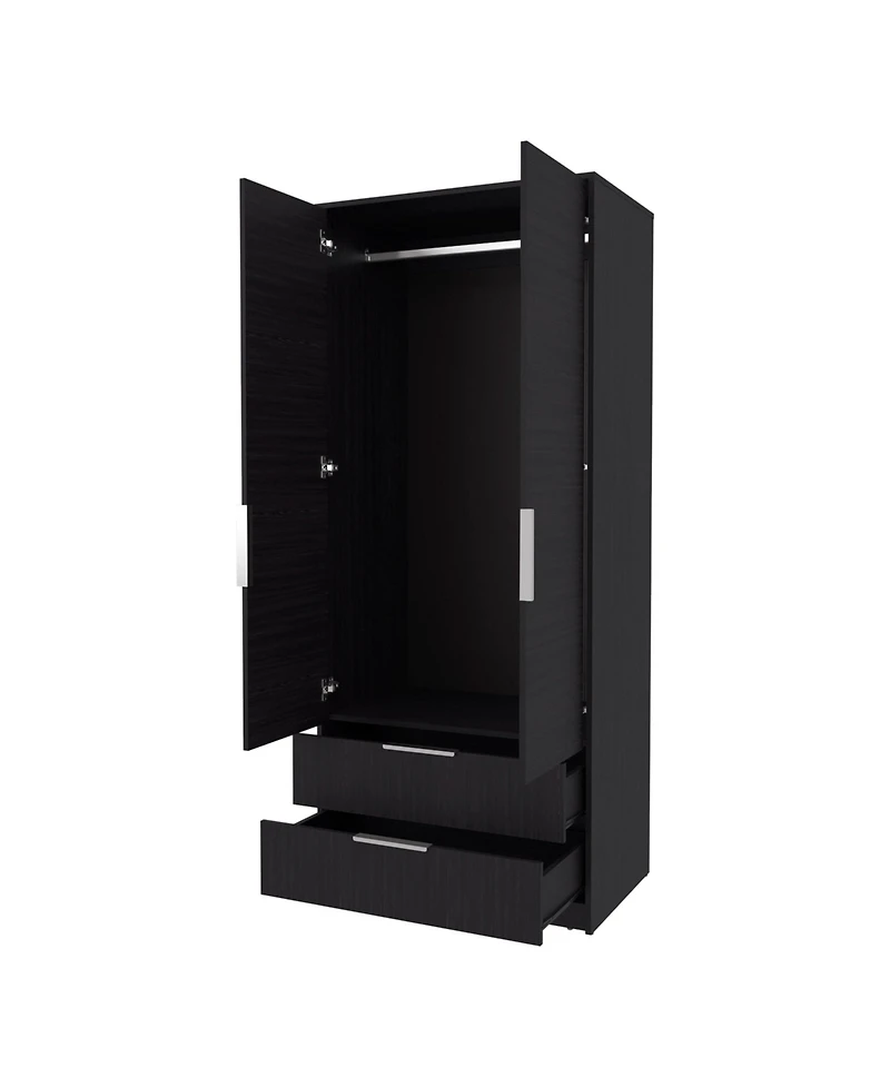 Fm Furniture Forest 2 Door Wardrobe with Hanging Rod and 2 Drawers, Wengue