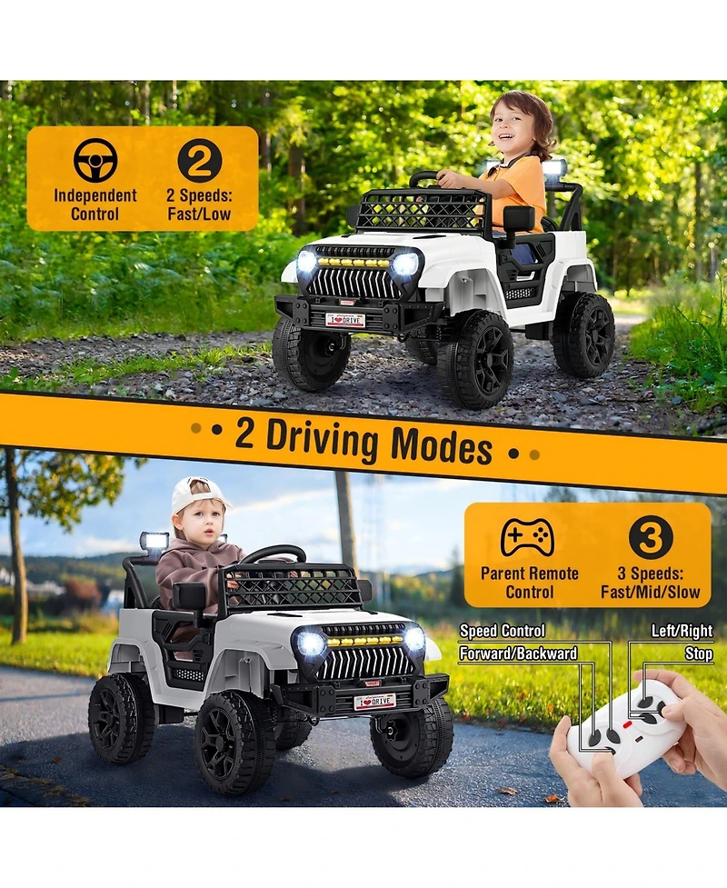 Hongge Kids 12V Electric Ride On Truck with Remote Control Led Lights and Music for Ages 3 and Up