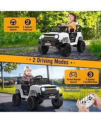 Hongge Kids 12V Electric Ride On Truck with Remote Control Led Lights and Music for Ages 3 and Up