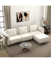 Boyel Living Modular Sectional Sofa, Removable & Washable, Ultra-Soft Linen Sofa, Extra-Large White Living Room Sofa