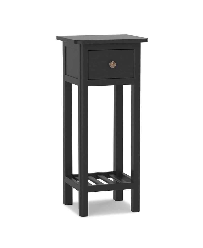 sumyeg 2 Tier Slim Nightstand Bedside Table with Drawer Shelf