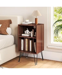 sumyeg Record Player Stand with Charging Station Turntable Stand with Vinyl Storage