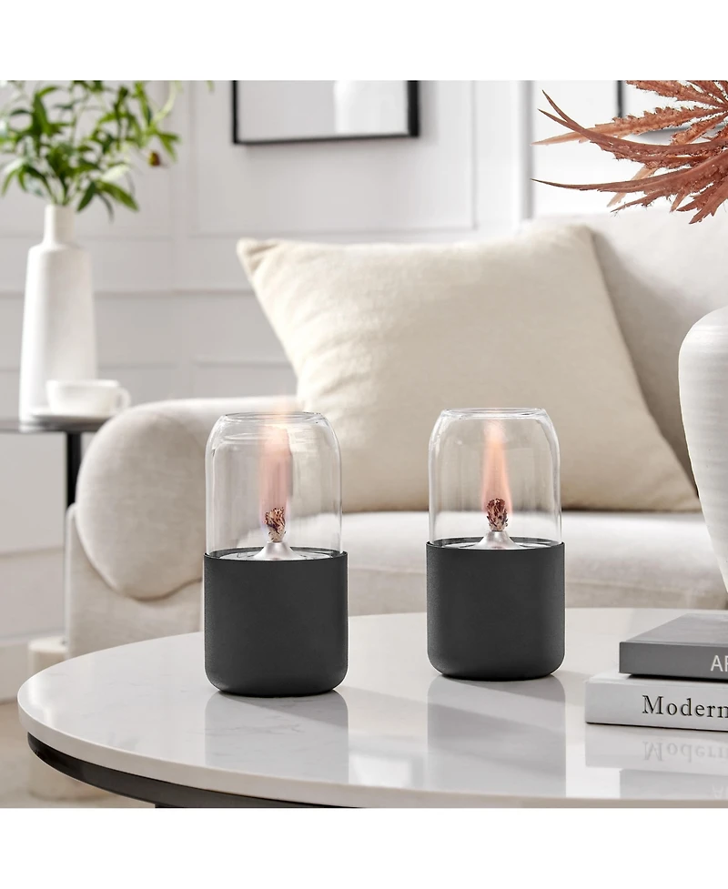 Danya B Ambrose Oil Lamp Style Rope Wick Clean-Burning Tabletop Portable Fire Pit Set of 2