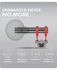Movo X1-Mini Video Shotgun Mic - Supercardioid 3.5mm/Usb-c Analog/Digital Microphone for Cameras, Smartphones, Computers