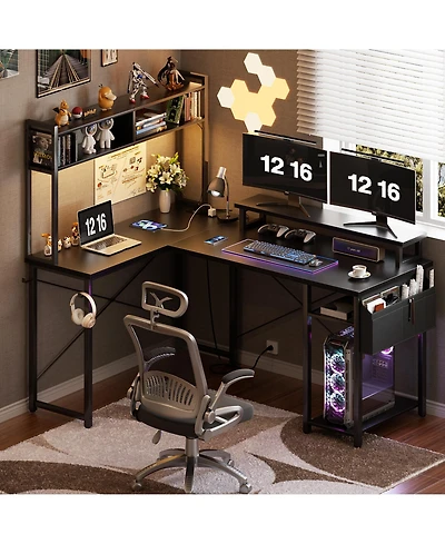 Aheaplus 49'' Small L Shaped Desk with Hutch