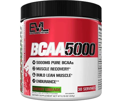 Evl Bcaas Amino Acids Powder | BCAA Powder Post Workout Recovery Drink and Stim Free Pre Workout Energy Drink Powder | for Men | Cherry Limeade