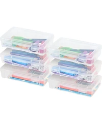 Iris Usa Pencil Case Box Storage Organizer for Beads, Pens, and Art Supplies, Clear, Medium, 6 Pack