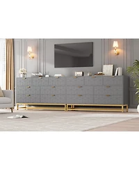 gaomon 53.5 Inch Grey 7-Drawer Modern Dresser, Gold Metal Handle & Legs, Chest Storage Organizer for Closet, Entryway
