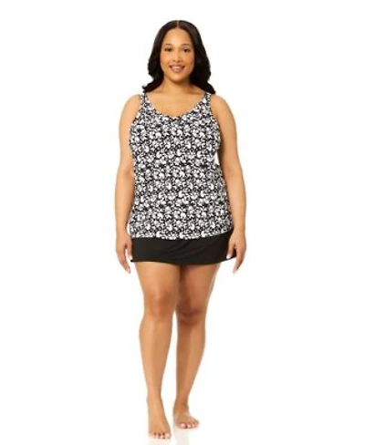 Island Escape Plus Size V Neck Bora Bora Tankini Top Skirt