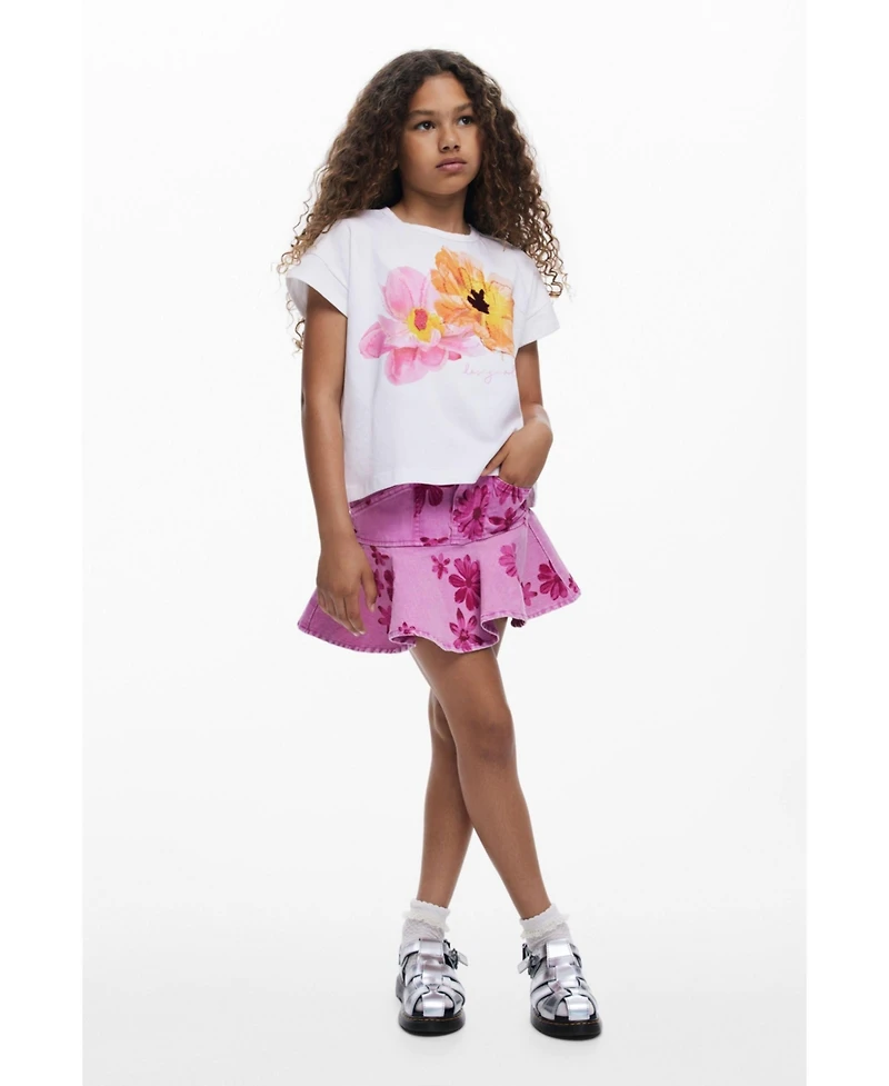 Desigual Girls Girls's Short-sleeve T-shirt with embroidered flowers