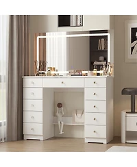 Homsee White Wooden Storage Cabinet with 6 Wooden Surface Drawers