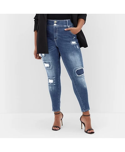 City Chic Plus Patched Apple Skinny Jean