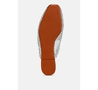 Roboma Metallic Woven Diamante Mules
