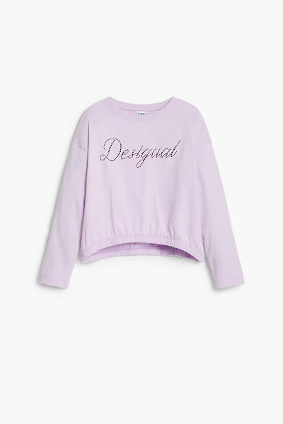 Desigual Girls's Plain T-shirt with strass logo