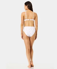 California Waves Women's Mini Cherry Smocked Knot Swim Bralette