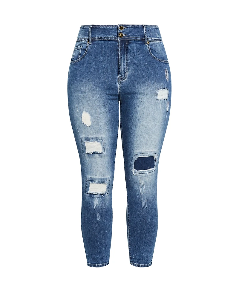 City Chic Plus Patched Apple Skinny Jean