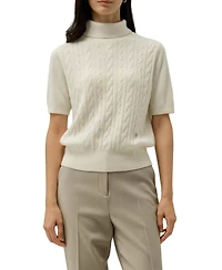 Lilysilk Women's Classic Cable Knit Sweater with Ribbed Edges