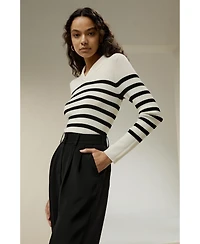 Lilysilk Women's Striped Ultra-fine Merino Wool Sweater