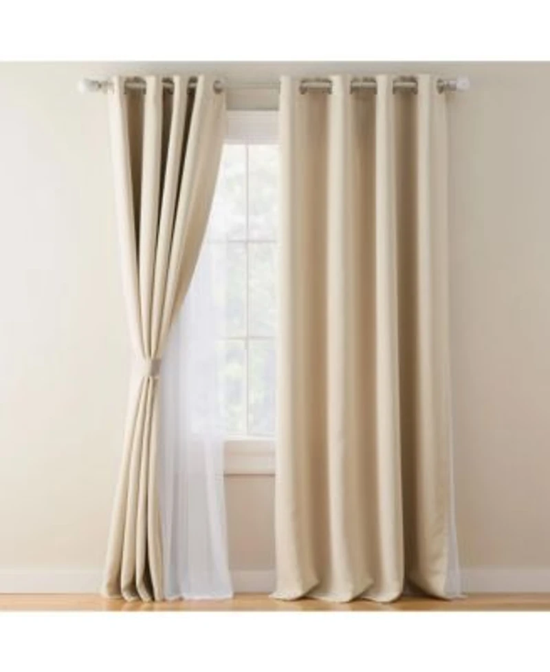 Town Country Luxe Oslo Double Layer Indoor Curtains Room Darkening Sheer Grommet Top Energy Efficient 2 Pack Set