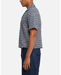 Xxiii Men's Boucle Tweed Crop Button Up Shirt