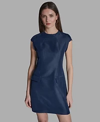 Bcbg Women's Taffeta Fit-and-Flare Mock Neck Mini Dress